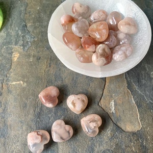 Flower Agate Mini Hearts/Cherry blossom agate- Manifestation, Reaching full potential