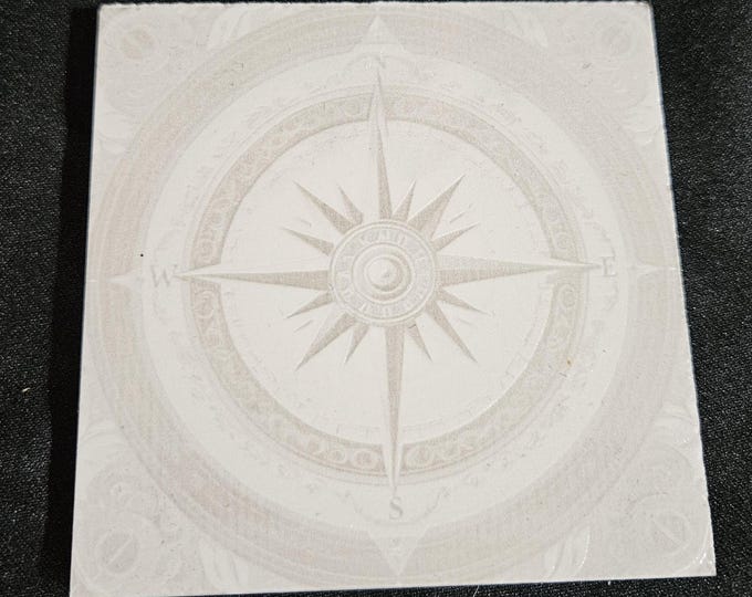 Tile Coaster Counter Furniture Protector Engraved Black and White