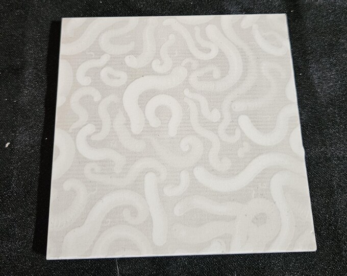 Tile Coaster Counter Furniture Protector Engraved Black and White
