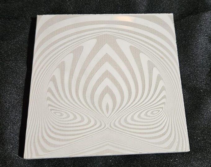 Tile Coaster Counter Furniture Protector Engraved Black and White