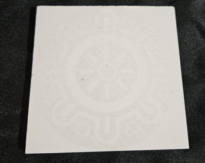 Tile Coaster Counter Furniture Protector Engraved Black and White
