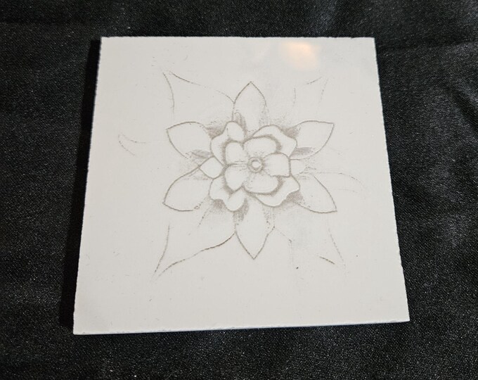 Tile Coaster Counter Furniture Protector Engraved Black and White
