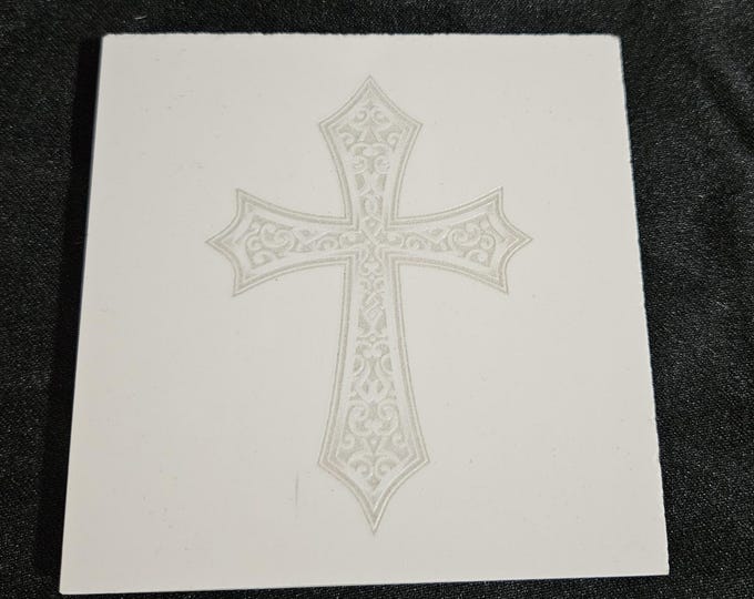 Tile Coaster Counter Furniture Protector Engraved Black and White