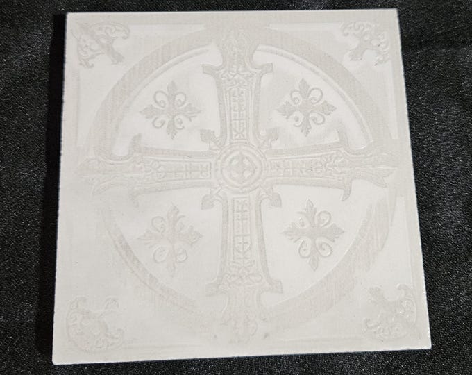 Tile Coaster Counter Furniture Protector Engraved Black and White
