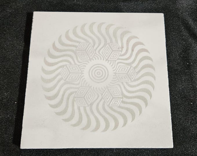 Tile Coaster Counter Furniture Protector Engraved Black and White