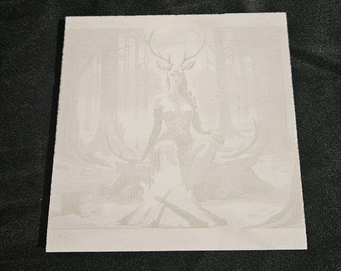 Tile Coaster Counter Furniture Protector Engraved Black and White