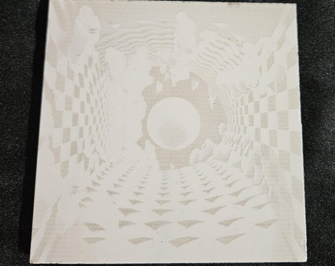 Tile Coaster Counter Furniture Protector Engraved Black and White