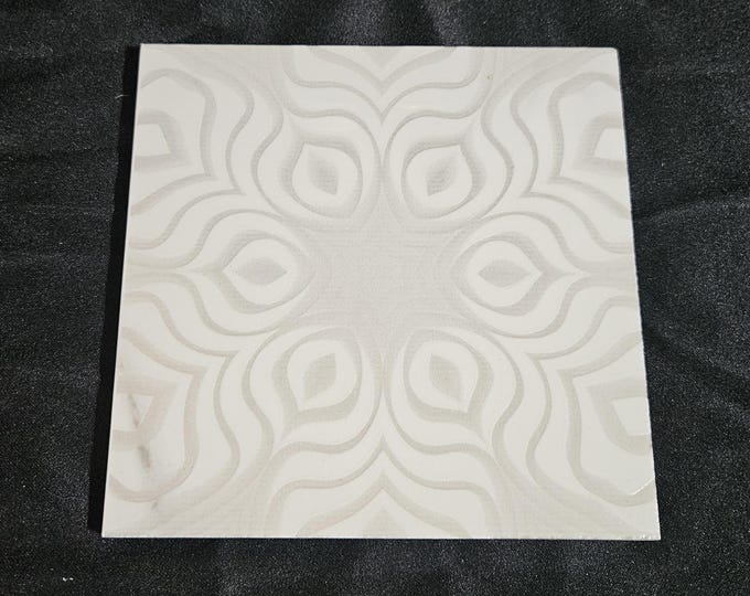 Tile Coaster Counter Furniture Protector Engraved Black and White