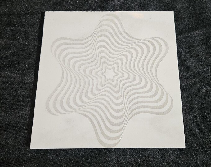Tile Coaster Counter Furniture Protector Engraved Black and White