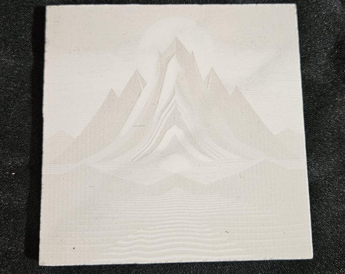 Tile Coaster Counter Furniture Protector Engraved Black and White
