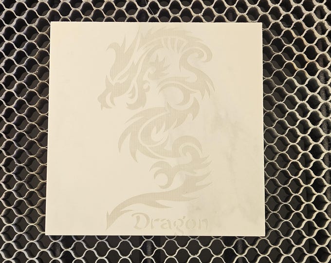 Tile Coaster Counter Furniture Protector Engraved Black and White