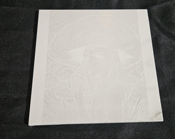 Tile Coaster Counter Furniture Protector Engraved Black and White