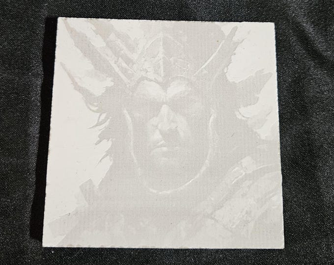 Tile Coaster Counter Furniture Protector Engraved Black and White