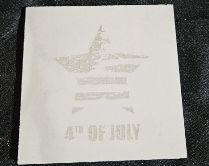 Tile Coaster Counter Furniture Protector Engraved Black and White