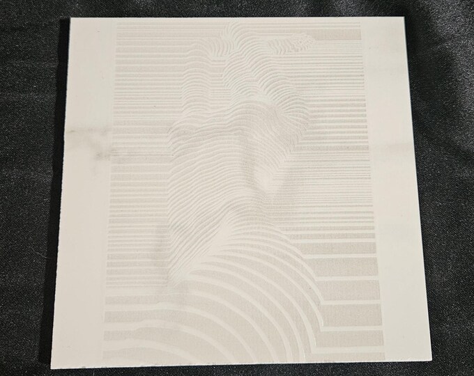 Tile Coaster Counter Furniture Protector Engraved Black and White
