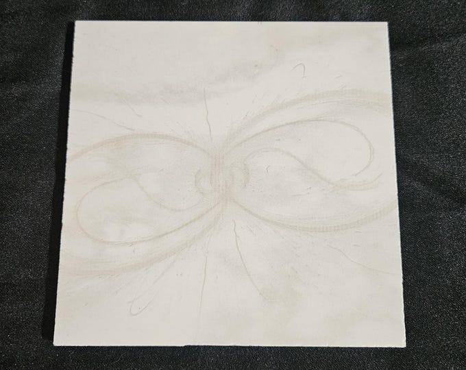 Tile Coaster Counter Furniture Protector Engraved Black and White