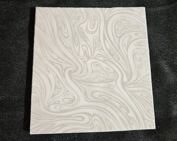 Tile Coaster Counter Furniture Protector Engraved Black and White