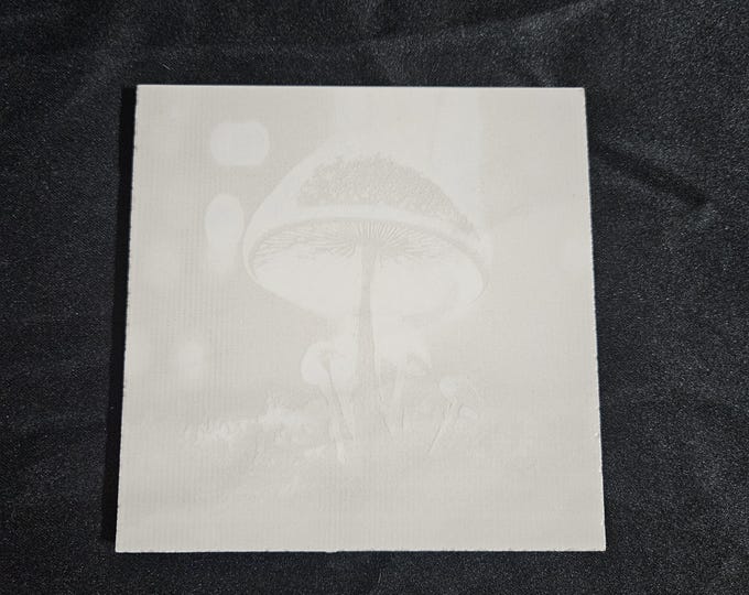 Tile Coaster Counter Furniture Protector Engraved Black and White