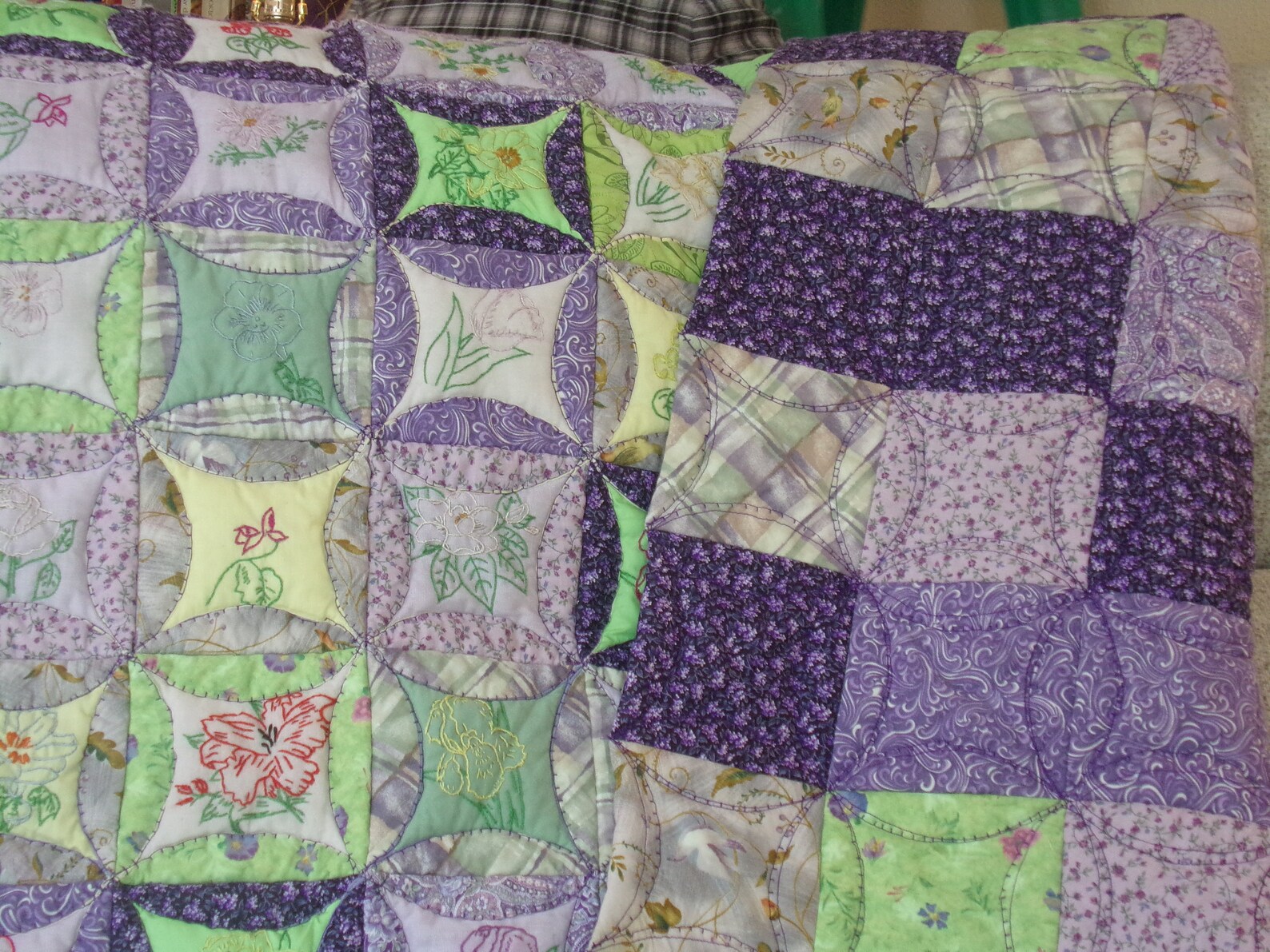 Quilted Wall Hanging Hand Embroidered Flowers Make a Colorful Etsy