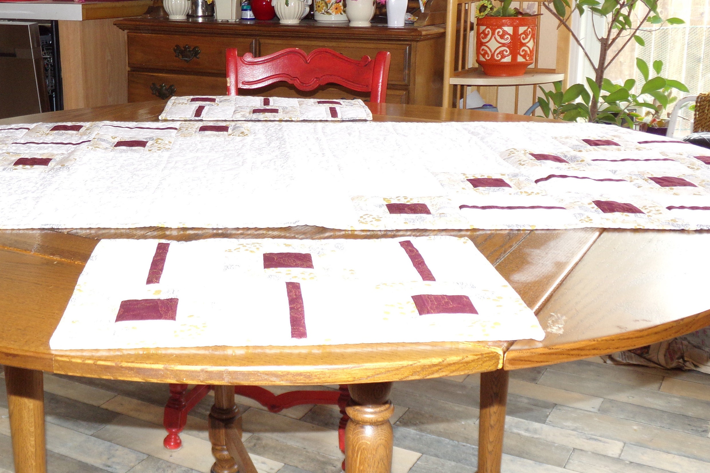 White Table Topper Quilted Winter Table Topper, Winter White Table Topper With a Hint of ...