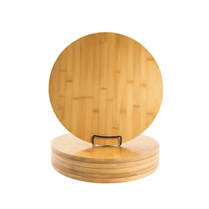 Set of 6, Thick 15" Round Bamboo Charcuterie Boards – Large Bulk Serving Trays, Grazing Platters, Cutting Boards for Engraving & Party Gifts