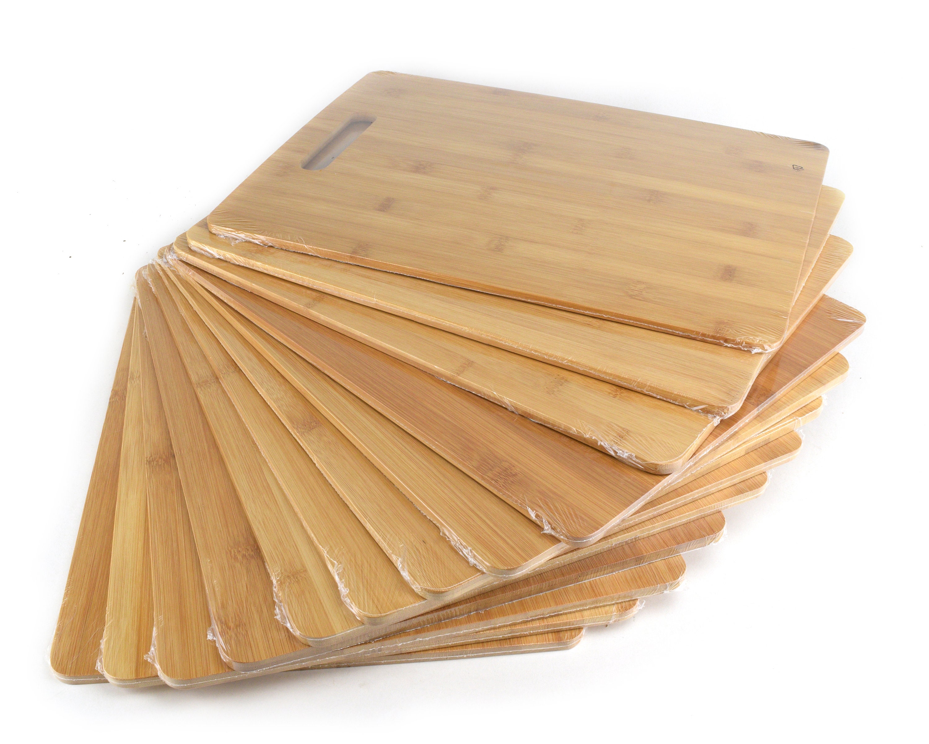 Set of 6, 13.5x11.5 Two Tone Bulk Plain Bamboo Cutting Boards for