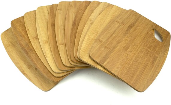 (Set of 12) 12x9 Round Edge Bulk Plain Bamboo Cutting Boards | for Customized, Personalized Engraving Purpose (Without Handle)