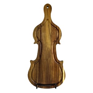 Set of 6, Violin-Shaped Acacia Wood Serving Trays – 16&quot; Charcuterie Boards, Music Graduation Gift, Cheese Platter, Engraving Decor