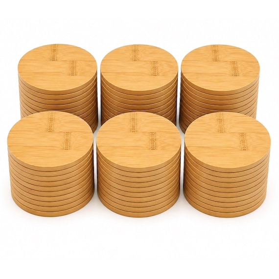 72-Pack Blank Bamboo Coasters, 4" Round Wood Discs for Laser Engraving, Wood Burning, DIY Crafts, Resin Art & Personalized Gifts