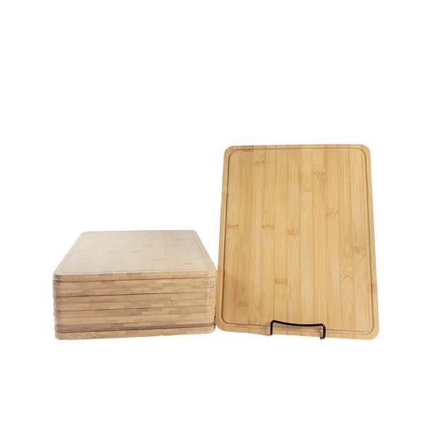 Set of 10, 14X11" Bulk Wholesale Thick Plain Bamboo Cutting Boards with Juice Groove for Customized Engraving Gifts ( Without Handle )