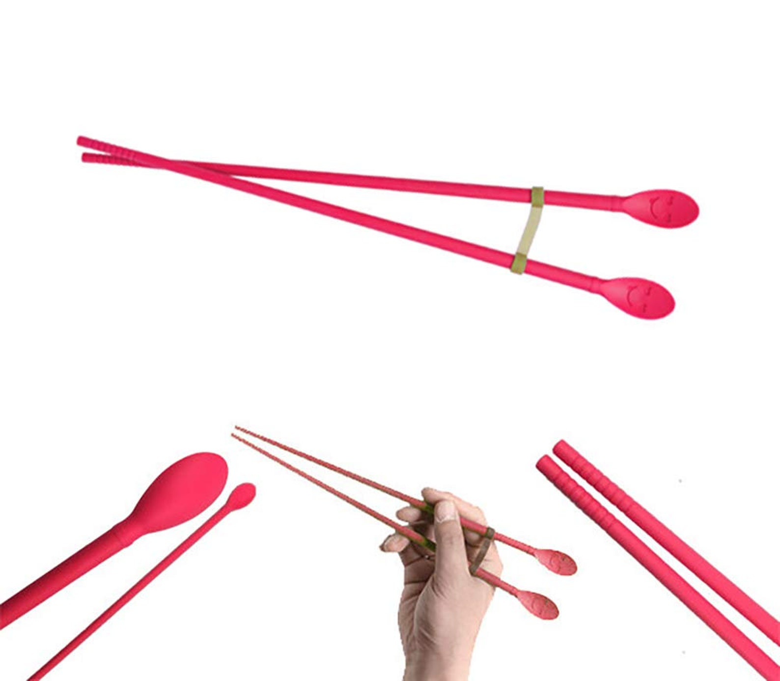 Silicone Cooking Chopsticks With Spoon and Band 12in Etsy