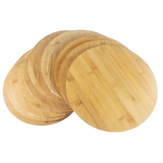 Set of 12, 12 Bulk Round Plain Bamboo Charcuterie Cheese, Cutting