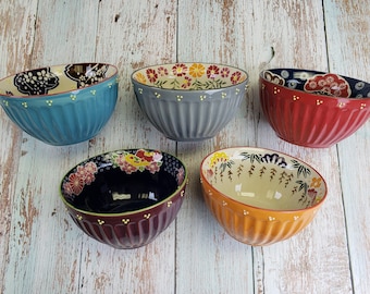 Set of 4, Ceramic Bowl (6") for Noodle, Pasta, Salad, Udon, Rice, Pho, Soup | Microwave and Dishwasher Safe
