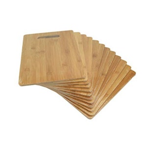 Set of 12, 12x9" Bulk Wholesale Rectangular Plain Bamboo Cutting Boards for Customized Engraving Gifts