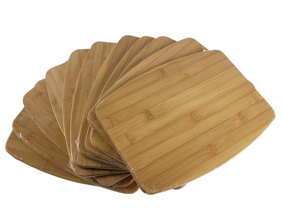 Set of 12, 12x9 Bulk Wholesale Round Edge Plain Bamboo Cutting