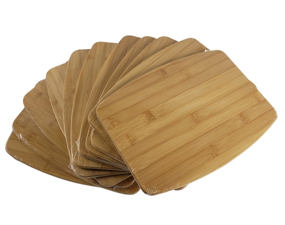 Set of 12, Bulk Round Edge Plain Bamboo Cutting Board for