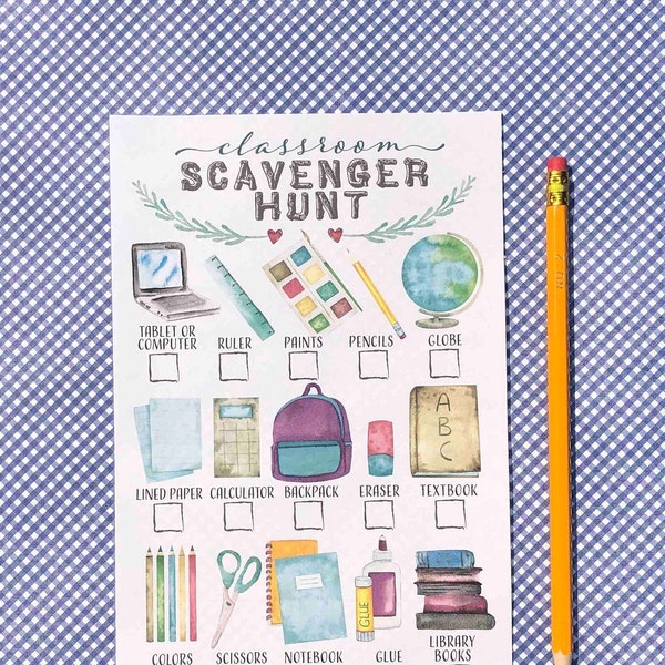 School Supply Scavenger Hunt Etsy