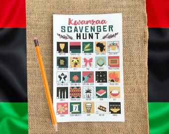 Druckbare Kwanzaa Schnitzeljagd für Kinder Familienaktivität Spielblatt Afrika I Spy Treasure Hunt ideal für Quarantäne Covid Safe Indoor Game