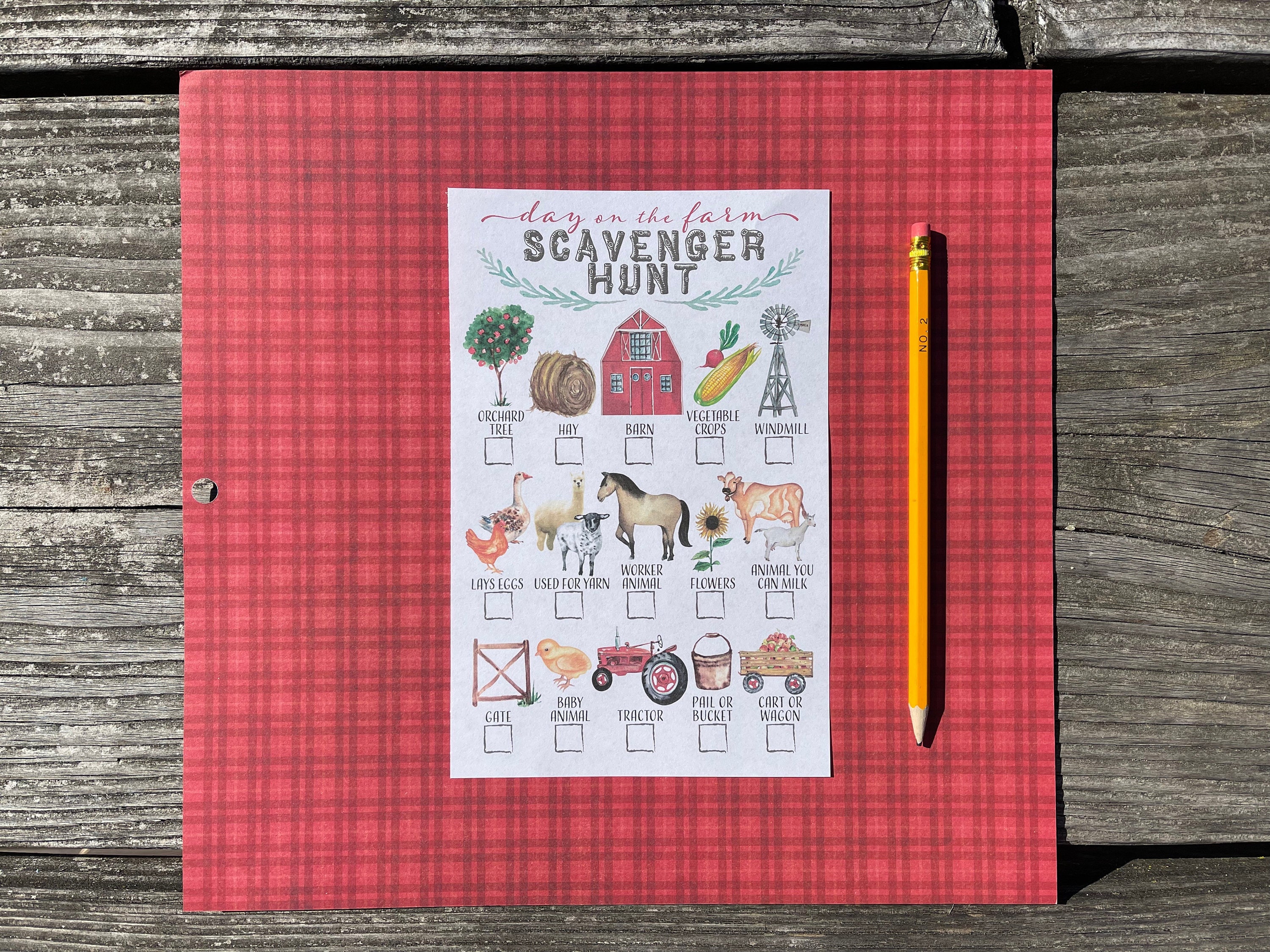 Printable Farm Scavenger Hunt for Kids Watercolor Full Color for Field ...