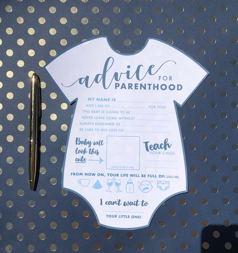 Blue Oh Baby Onesie Shape Advice for Parenthood Printable Etsy