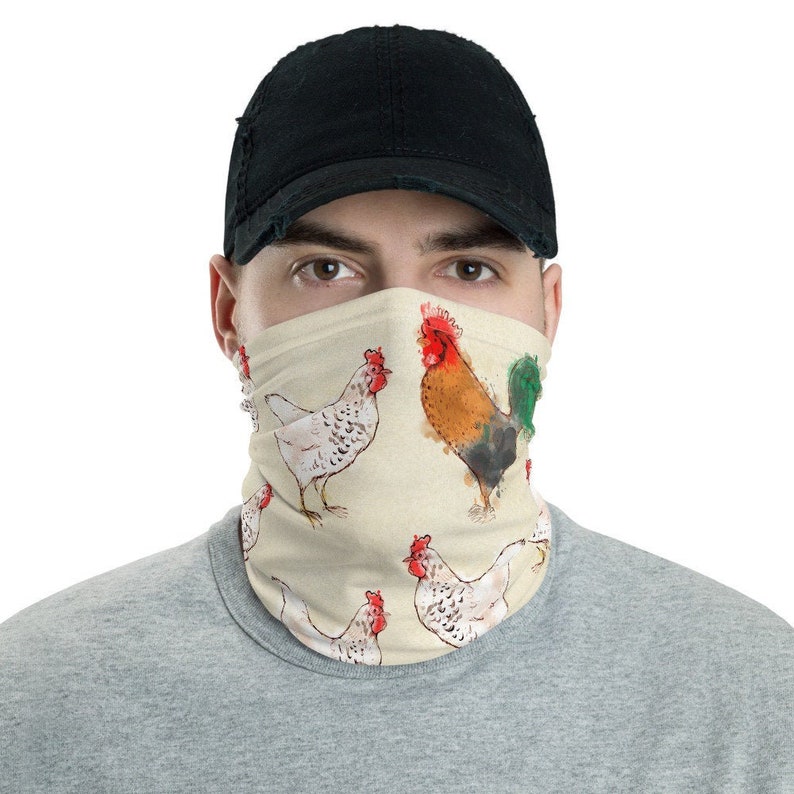 Backyard Chickens Rooster Face Mask Neck Gaiter Washable Etsy