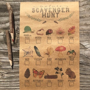 Printable Nature Scavenger Hunt for Kids Watercolor Full Color for ...