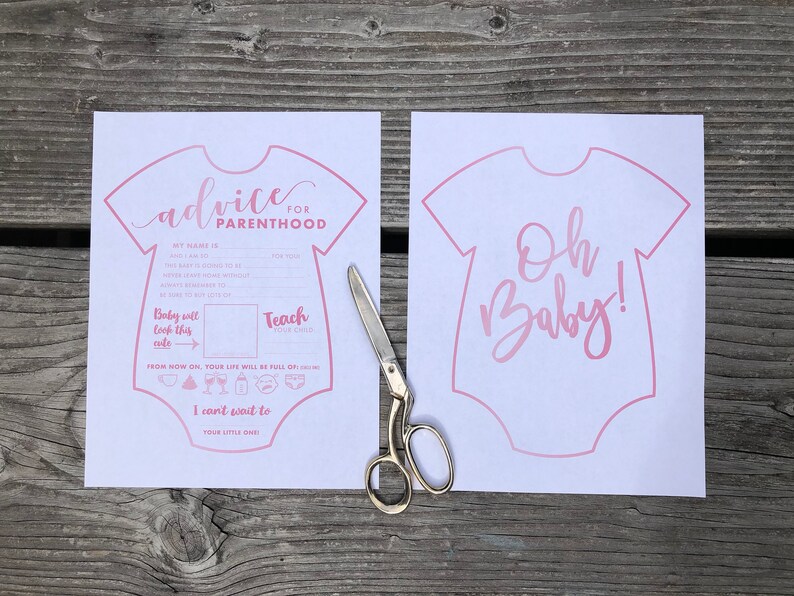 Pink Oh Baby Onesie Shape Advice for Parenthood Printable Etsy