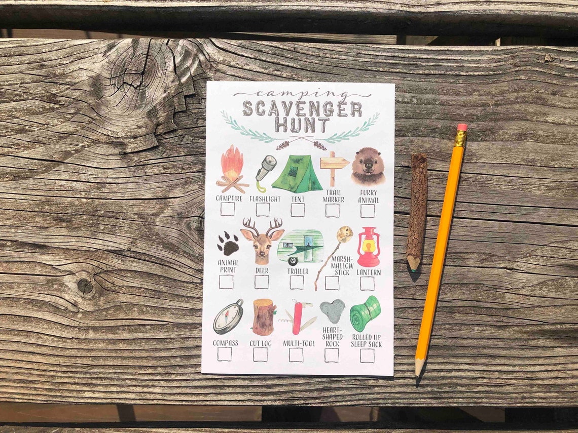 Digital Download: Printable Camping Scavenger Hunt Card