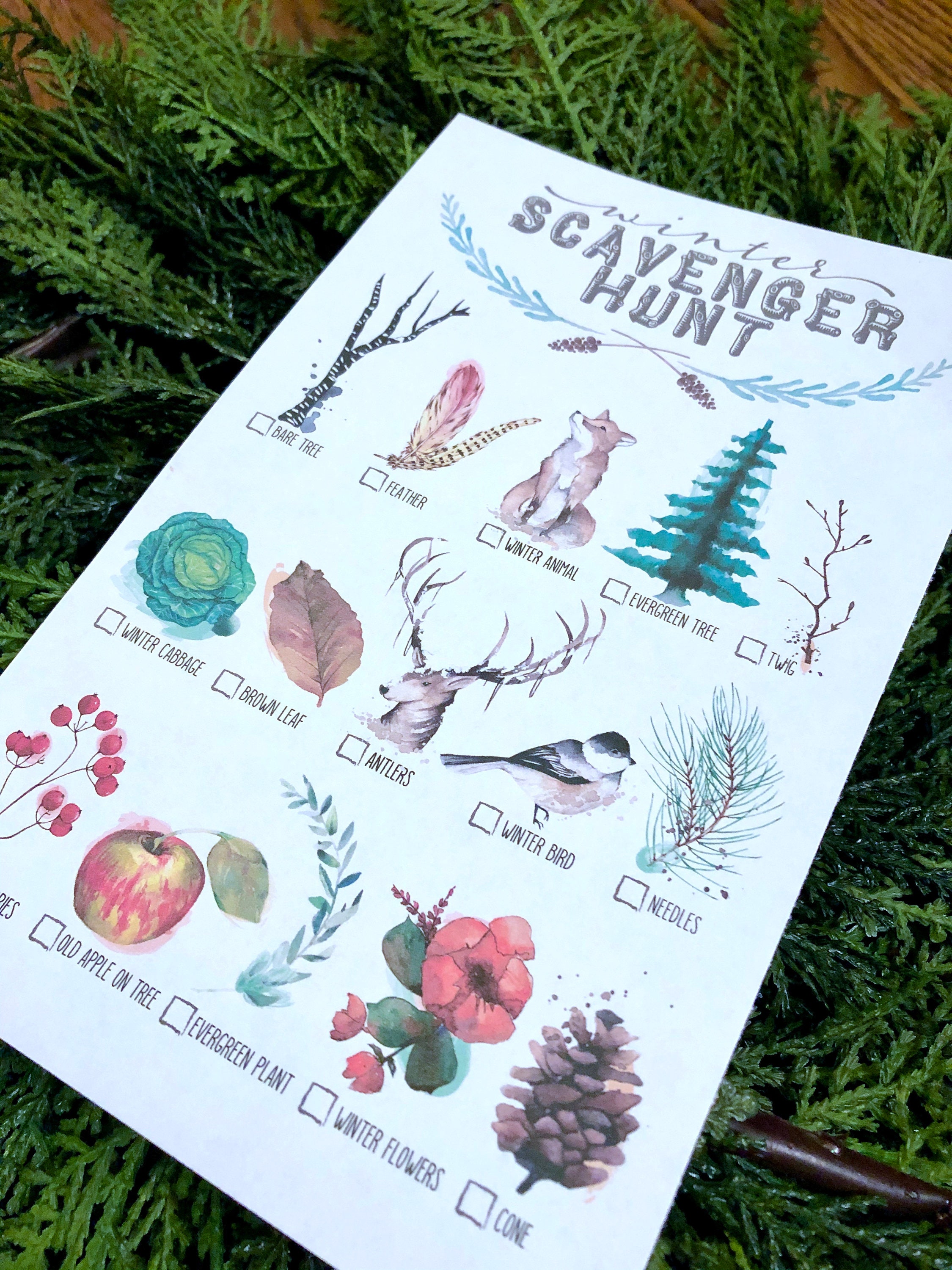 Printable Winter Nature Scavenger Hunt Game Activity Sheet for Kids ...