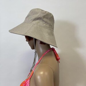 natural linen wide brim side view