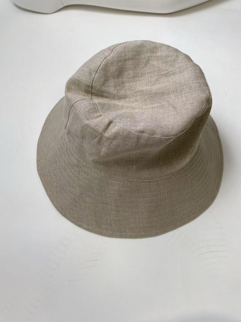 natural linen wide brim hat sun hat top view