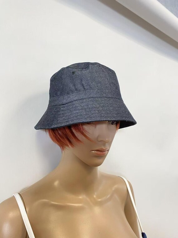 Classic Reversible Black and Blue Linen Bucket Hat Black and Blue Reversible Bucket Hat - The Rolling Stones main image 2