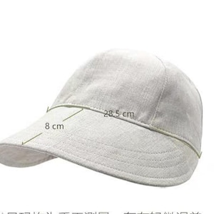 May include: A light gray hat with a curved brim, measuring 3.1 inches. The hat's crown is rounded, and the brim is outlined with a thin, light-colored band. The hat is made of a textured fabric.