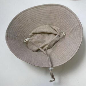 natural linen wide brim hat inside view